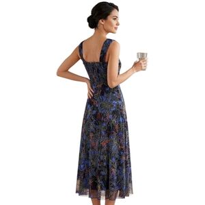 SM Soul Sisters Lace Mesh Flowy Blue and Black Sleeveless Midi Sundress